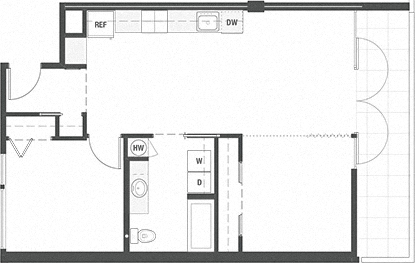 a floor plan of a loft apartment at 19th & Mercer in Seattle, WA